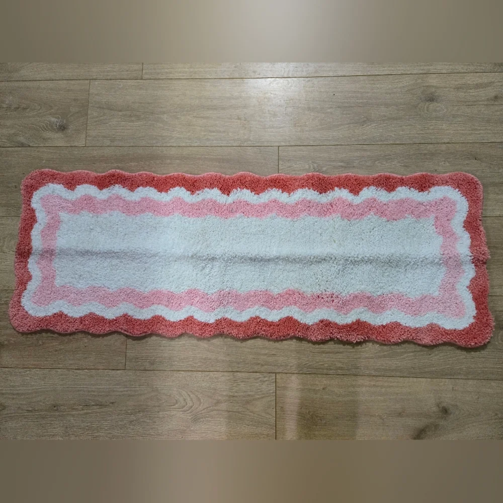 Pink and White Bath Mat